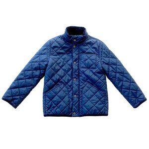 J.Crew Boys Quilted Field Jacket Barn Coat Size S (6) Navy Full Zip Pockets